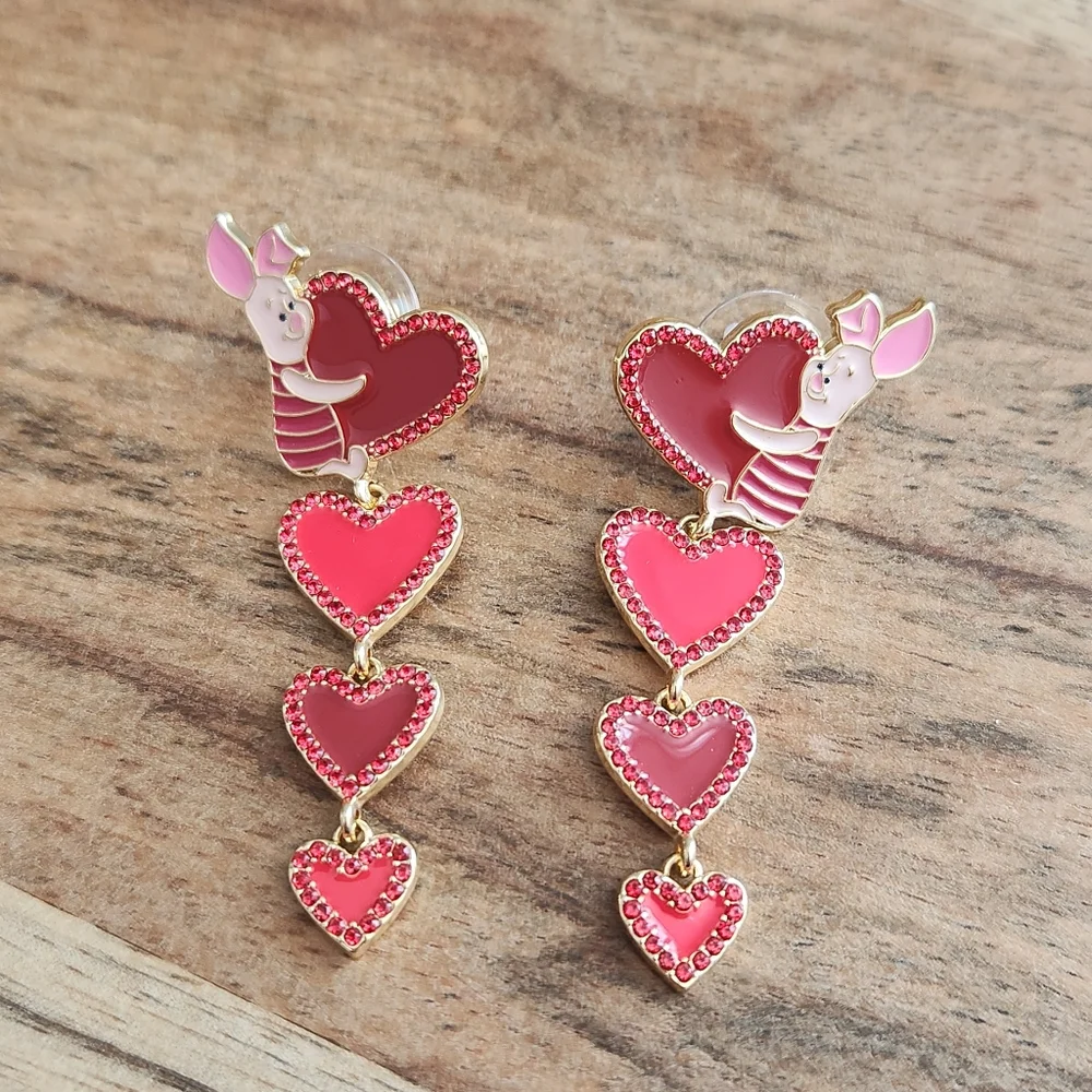 Disney Baublebar Piglet Heart Valentine's Day Earrings (NWOT)